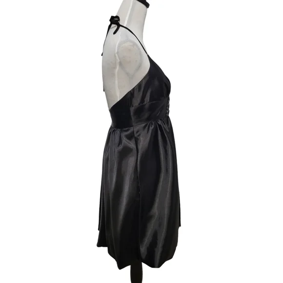 Jessica McClintock black silky halter top bubble dress size 6 - Picture 6 of 8